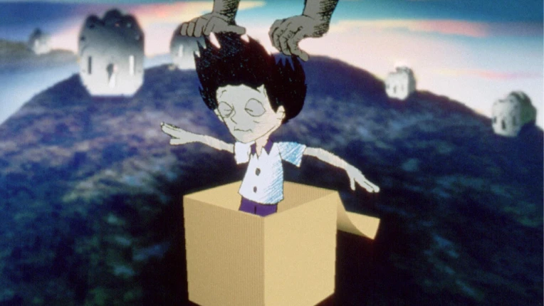 On the way to school, a boy is confronted by an enormous man whose hand grabs hold of his school bag and tosses it into the air. The hand pushes him towards a huge padlock, then forces him to enter through the keyhole: the schoolboy is imprisoned in a hazardous lock factory. Like the other children inside, he finds himself forced to operate a high-speed punch press. Struggling to follow the movements of the machine, he cuts off a finger. He tries to run away, but is recaptured. Back at the factory he starts to cough up blood after inhaling iron particles that will prove lethal: the child dies on the job. Coldly, the hand picks up his body and drops it in the box the padlocks are shipped in, symbol of his murdered innocence. How can we live with forced child labour? This India/Canada co-production is inspired by Article 32 of the United Nations Convention on the Rights of the child, which particularly upholds the child's right to be protected from economic exploitation. An animated film without words for 12- to 17-year olds.